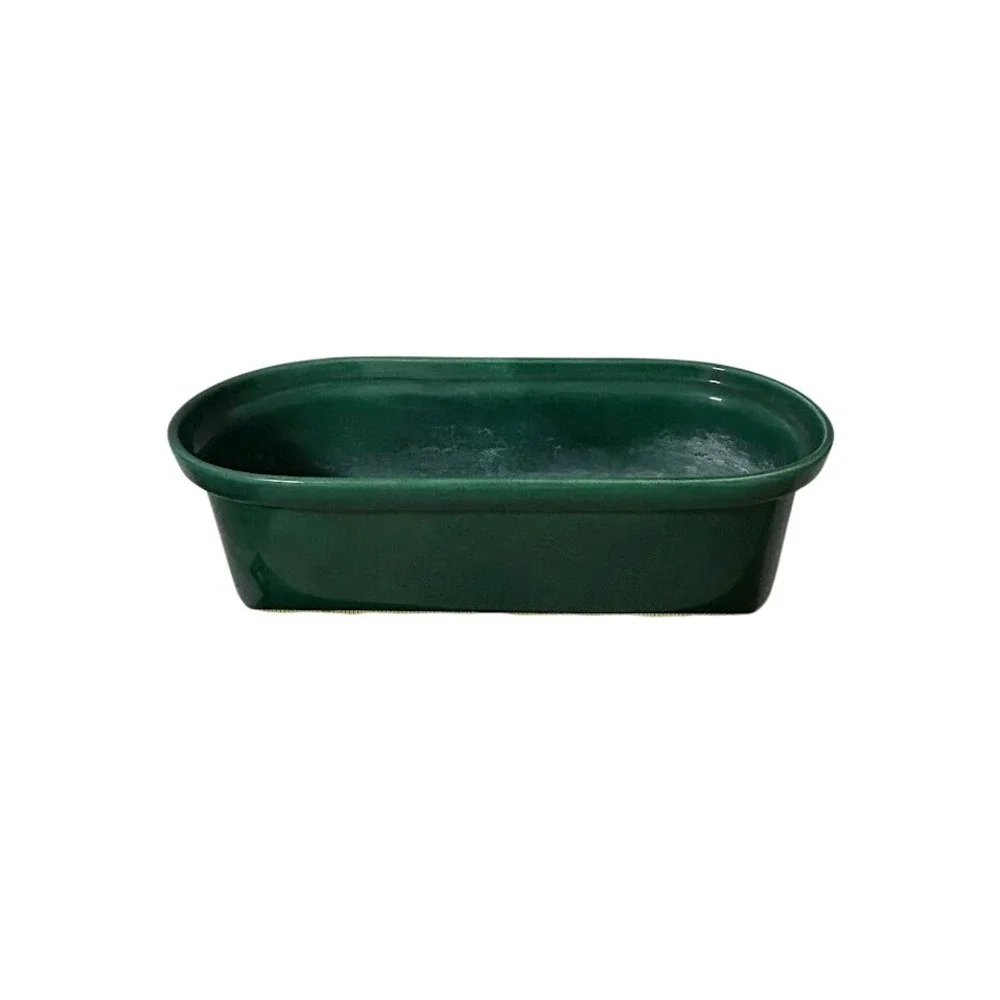 Sierra Columbia Glazed Ceramic Planter Green‎ Oval Vintage USA Decor